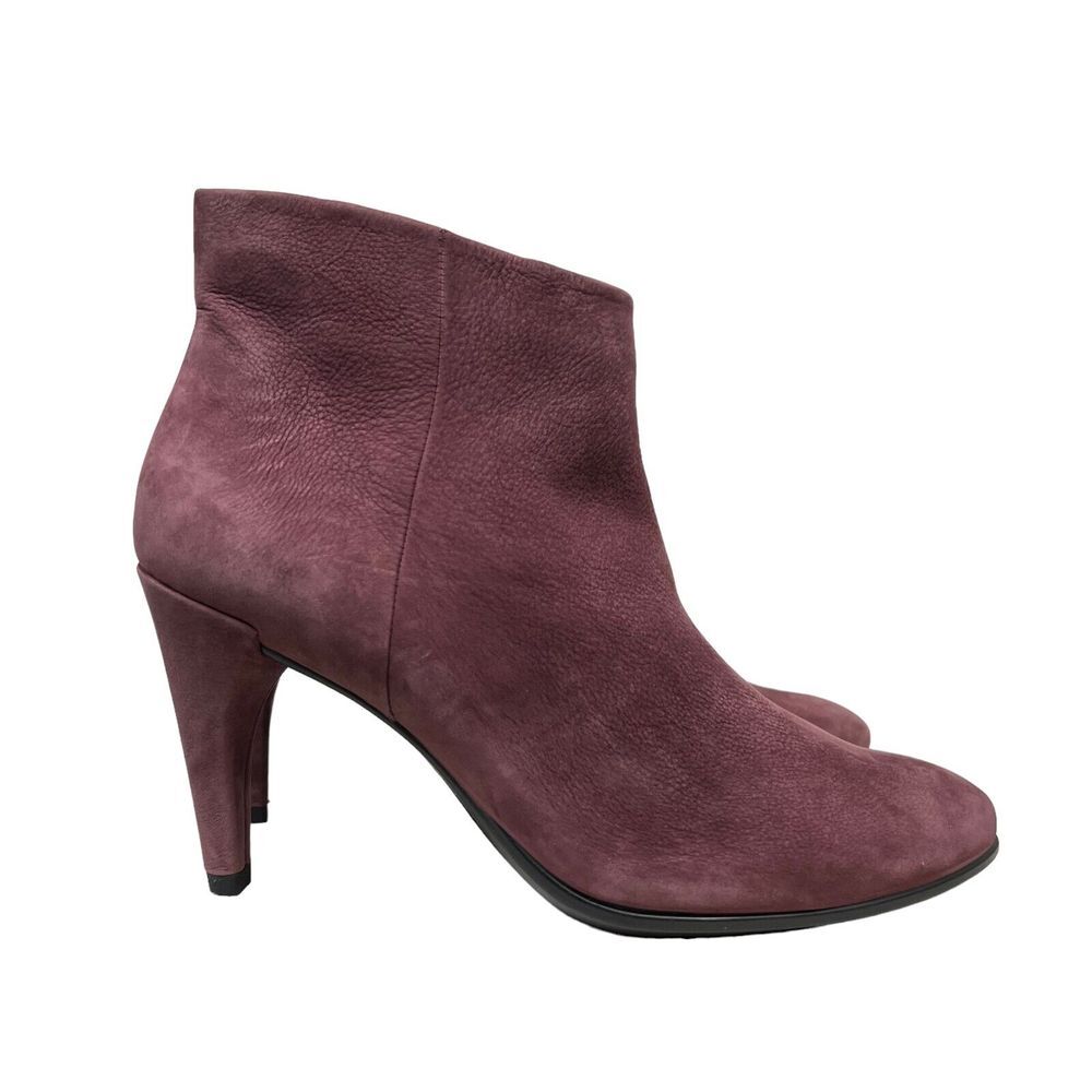 Ecco Shape 75 Sleek Ankle Bootie Suede Zip Up Burgundy‎ Women Size EUR 38